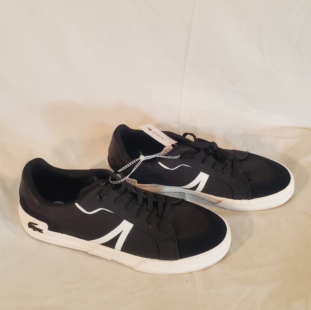 Lacoste Ortholite Men's Size 10.5 Black Canvas Suede Casual Shoes New with Tags - Picture 1 of 6